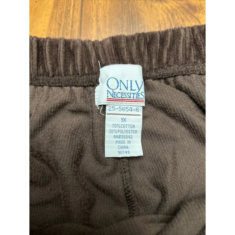Woman's Plus 1X Petite Elastic Waist Pull On Pants Lot 3 Romans Brown Tan Gray‎
